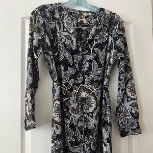 Blue Paisley Shirt Dress (Belted)